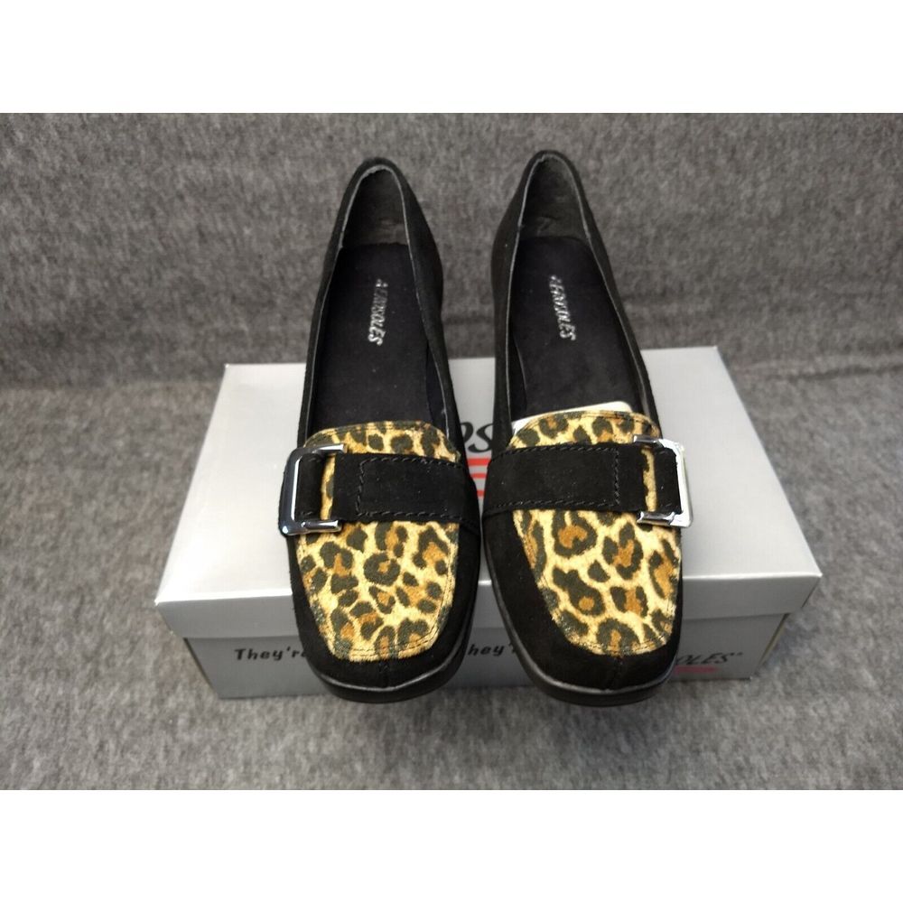 Aerosoles Suede Leather Shoes Temperature Women 9M Black & Leopard Wedge NIB NEW